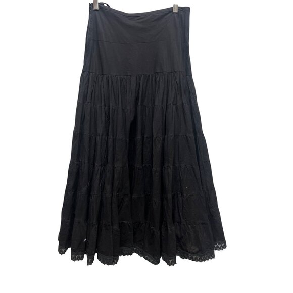 Guess Vintage Y2K Black Cotton Layered Maxi Skirt - Picture 8 of 9